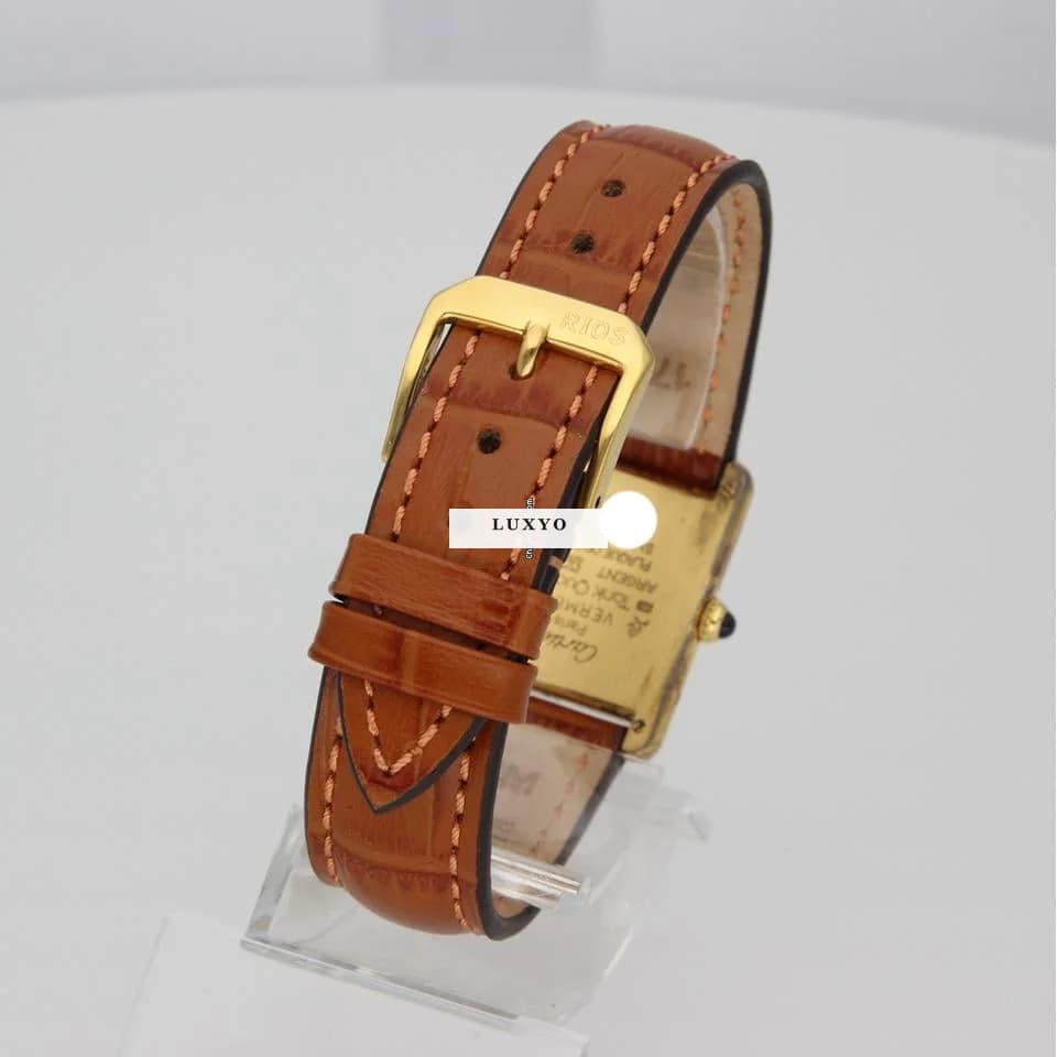 Cartier Tank Vermeil Full Set 1996! New Strap! RARE Patina! - Thumbnail 11