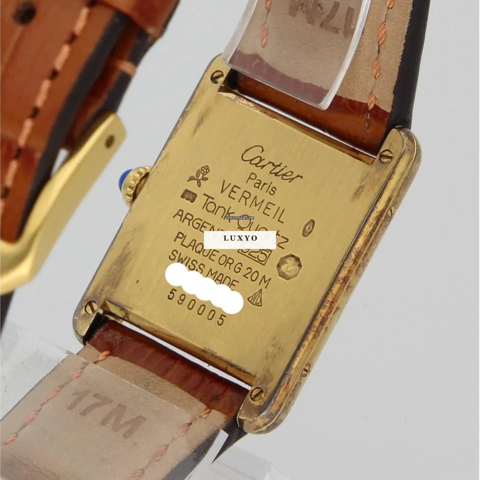 Cartier Tank Vermeil Full Set 1996! New Strap! RARE Patina! - Thumbnail 12