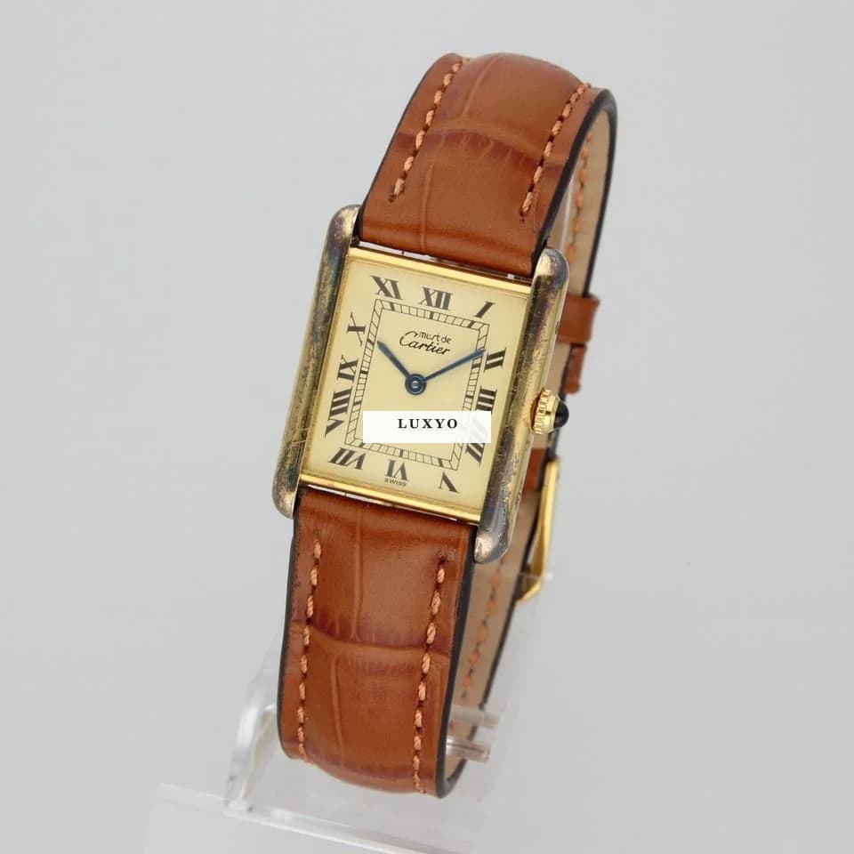 Cartier Tank Vermeil Full Set 1996! New Strap! RARE Patina! - Thumbnail 4