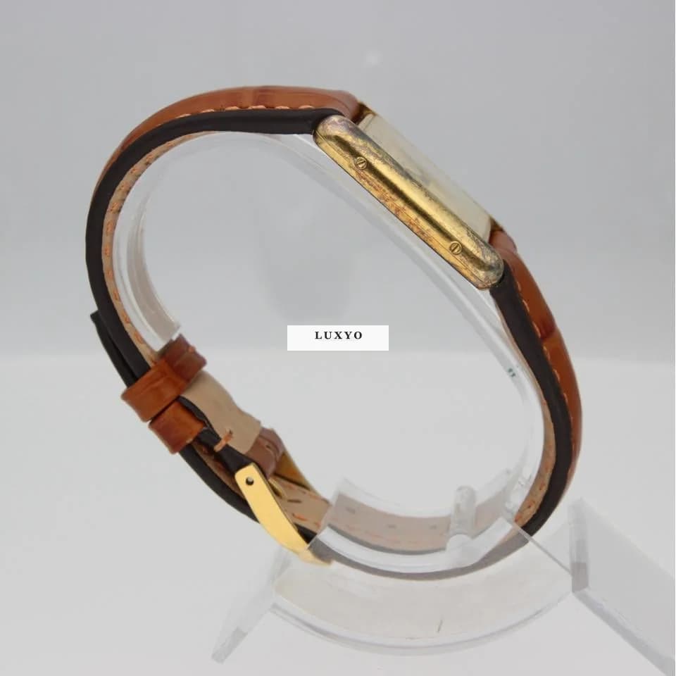 Cartier Tank Vermeil Full Set 1996! New Strap! RARE Patina! - Thumbnail 8