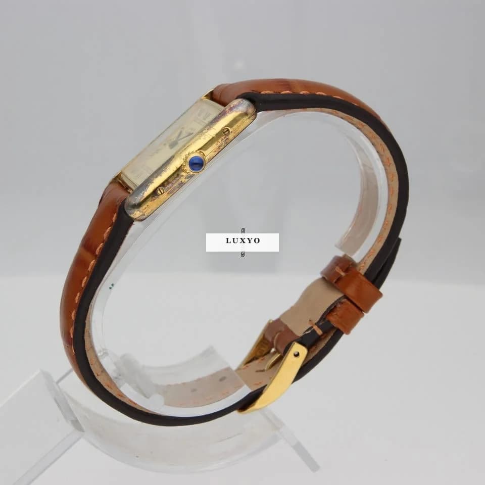 Cartier Tank Vermeil Full Set 1996! New Strap! RARE Patina! - Thumbnail 9