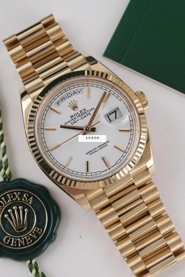 Rolex Day-Date 36  128238 Original Papiere + Box LC 100 First Buyer´s Invoice 2024 White Stick Dial - Image 1