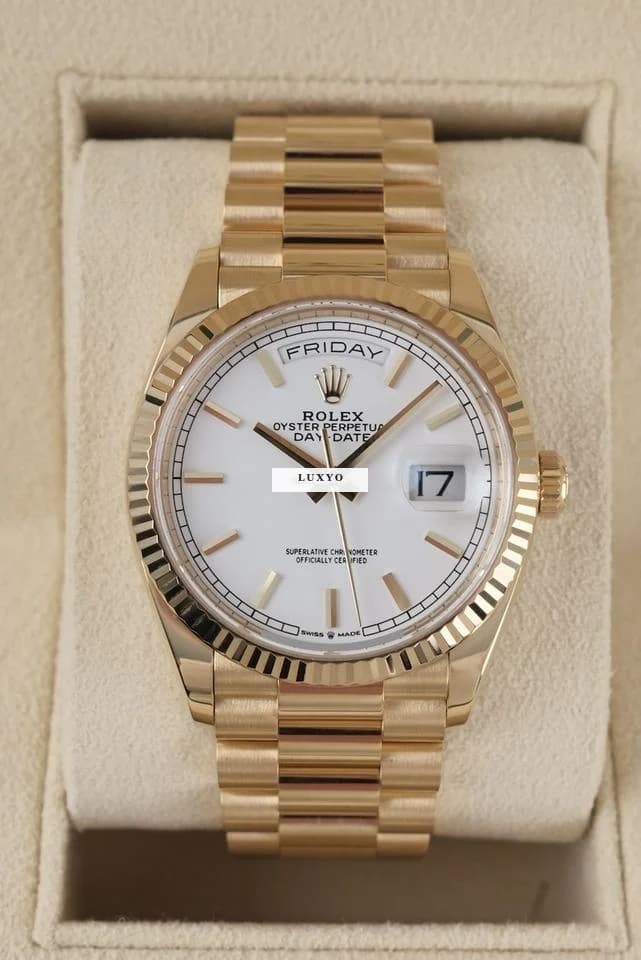 Rolex Day-Date 36  128238 Original Papiere + Box LC 100 First Buyer´s Invoice 2024 White Stick Dial - Thumbnail 2