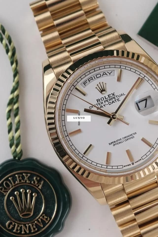 Rolex Day-Date 36  128238 Original Papiere + Box LC 100 First Buyer´s Invoice 2024 White Stick Dial - Thumbnail 3