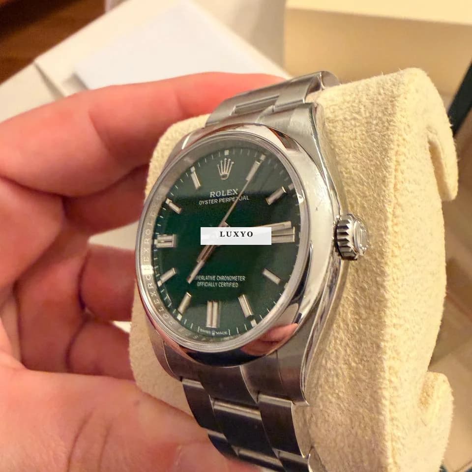 Rolex Oyster Perpetual 36 Full set green dial - Thumbnail 2