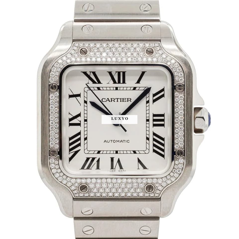 Cartier Santos 35,1 x 42 W4SA0005 Medium Diamonds 09/25 - Thumbnail 2
