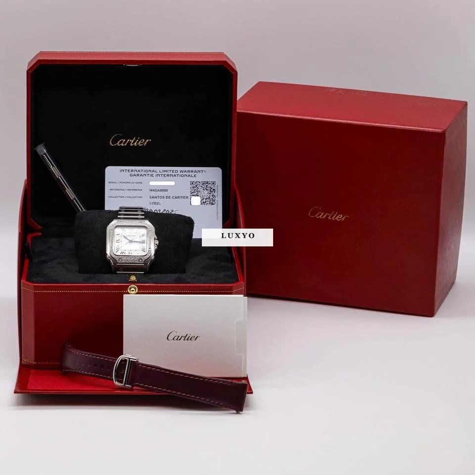 Cartier Santos 35,1 x 42 W4SA0005 Medium Diamonds 09/25 - Thumbnail 9