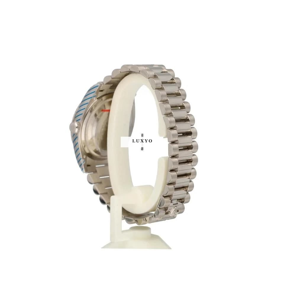 Rolex Day-Date 36 NEW ROLEX SERVICE - 2021 B+P | white gold silver / grey President - Thumbnail 5