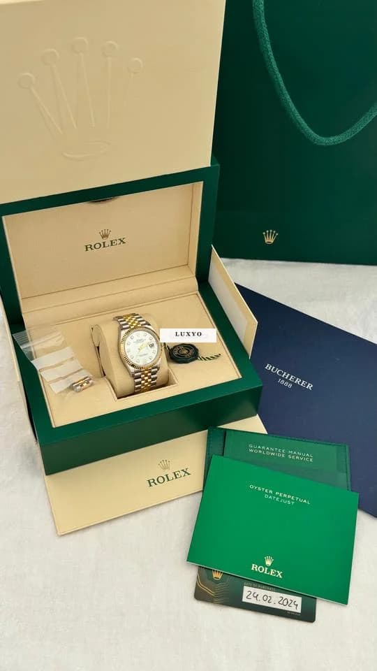 Rolex Datejust 36mm Edelstahl / Gold Perlmutt/ Diamanten Ziffernblatt NEU / Ungetragen FULL SET - Image 1