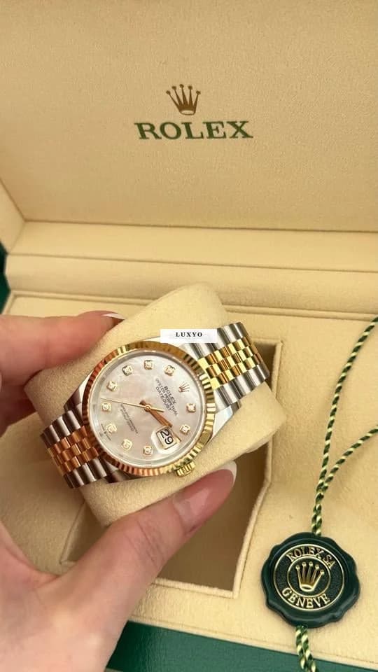 Rolex Datejust 36mm Edelstahl / Gold Perlmutt/ Diamanten Ziffernblatt NEU / Ungetragen FULL SET - Thumbnail 3