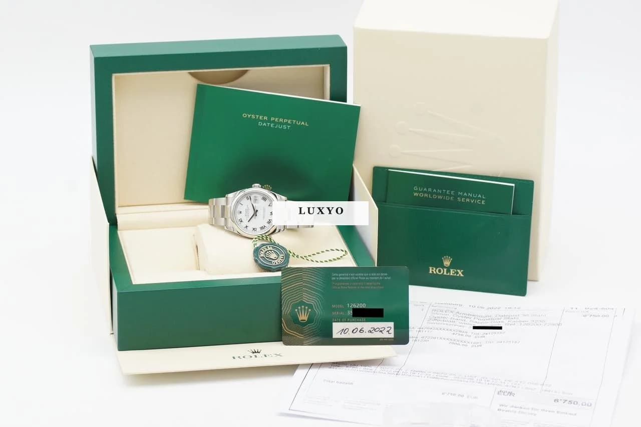 Rolex Oyster Datejust 36 Weiß 126200 Full-Set 2022 - Thumbnail 2