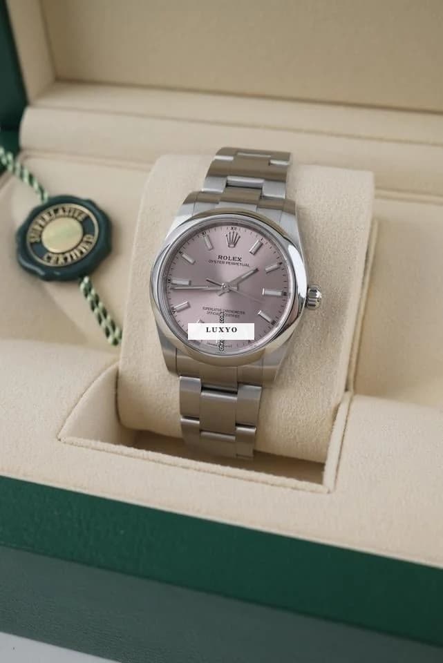 Rolex Oyster Perpetual 34 124200 Original Papiere + Box Pink Dial Austrian First Buyer´s Invoice 12/2021 - Thumbnail 2