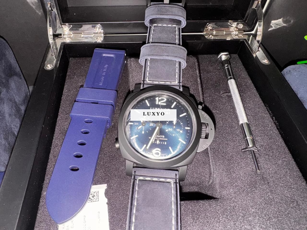 Panerai Luminor Blue A Note 8 Gmt Full Set, Special Edition mit viel Zubehör & Extra Bändern - Thumbnail 12