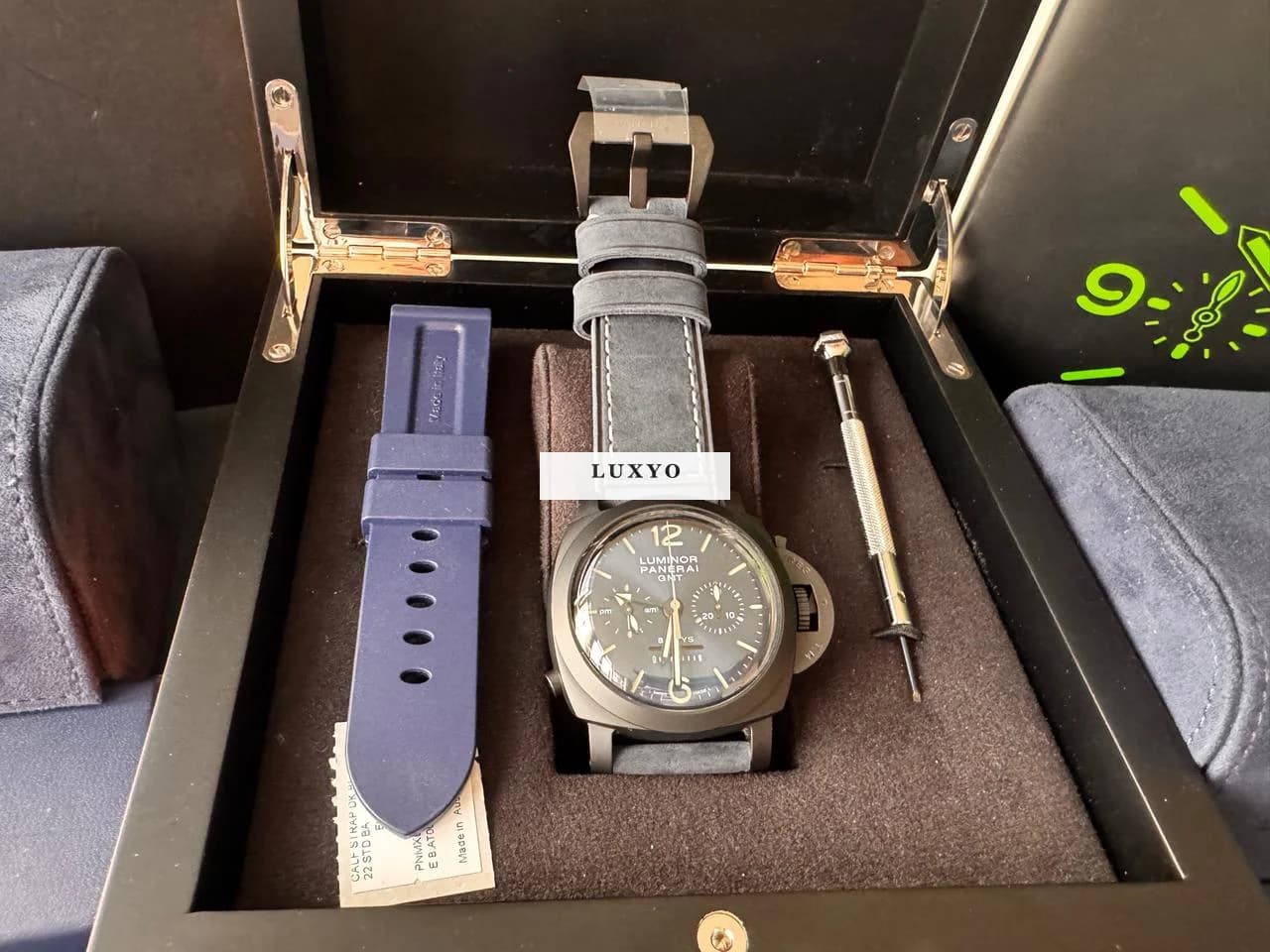 Panerai Luminor Blue A Note 8 Gmt Full Set, Special Edition mit viel Zubehör & Extra Bändern - Thumbnail 7