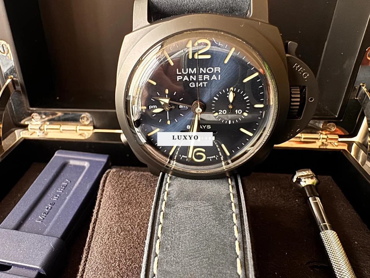 Panerai Luminor Blue A Note 8 Gmt Full Set, Special Edition mit viel Zubehör & Extra Bändern - Thumbnail 9