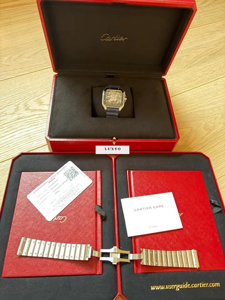 Cartier Santos Skeleton Blue  Cartier Watch full set - Image 1