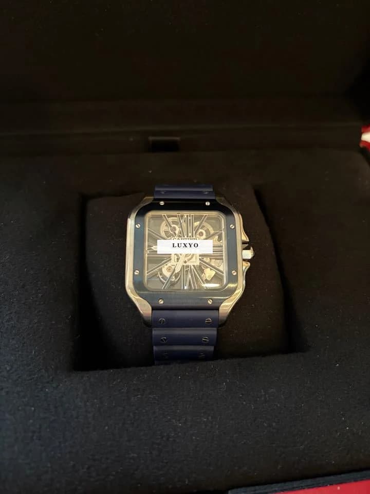 Cartier Santos Skeleton Blue  Cartier Watch full set - Thumbnail 2