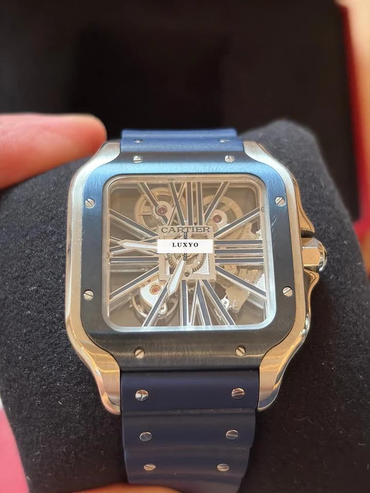 Cartier Santos Skeleton Blue  Cartier Watch full set - Thumbnail 3