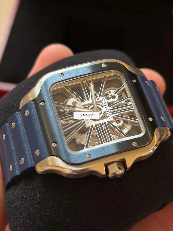 Cartier Santos Skeleton Blue  Cartier Watch full set - Thumbnail 4