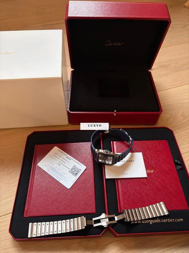 Cartier Santos Skeleton Blue  Cartier Watch full set - Thumbnail 8