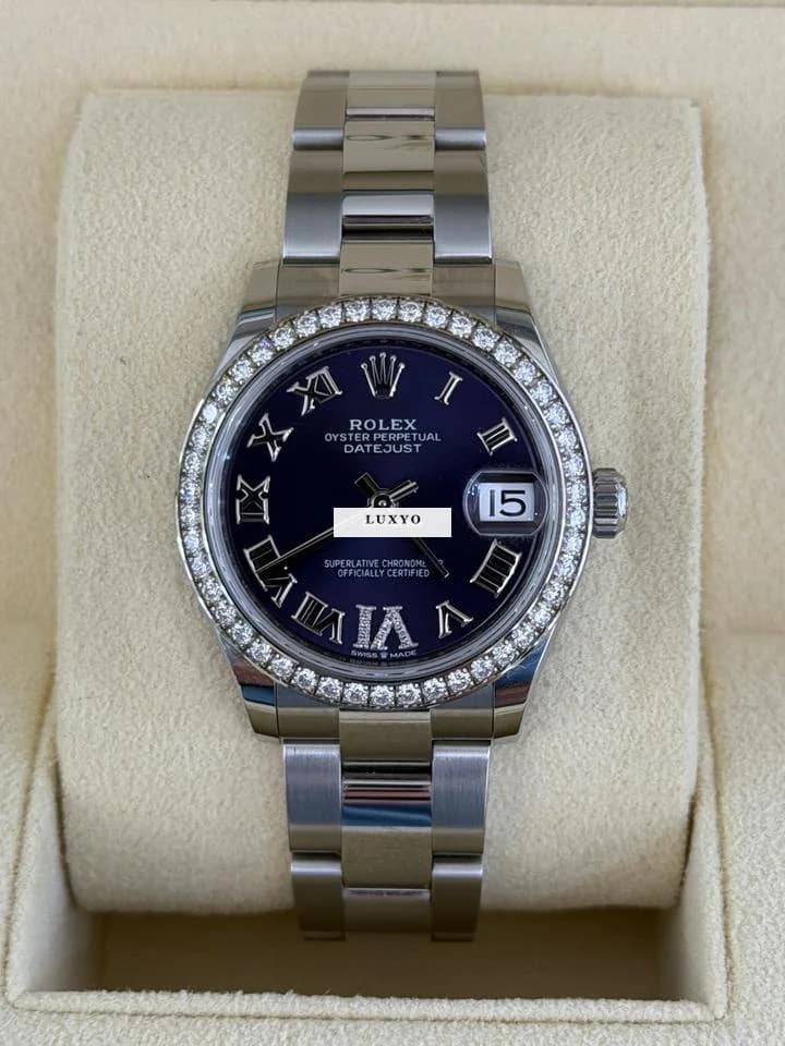 Rolex Datejust 31mm purple in diamanti ore 6 del 2021 full set excellent condition con documenti - Image 1