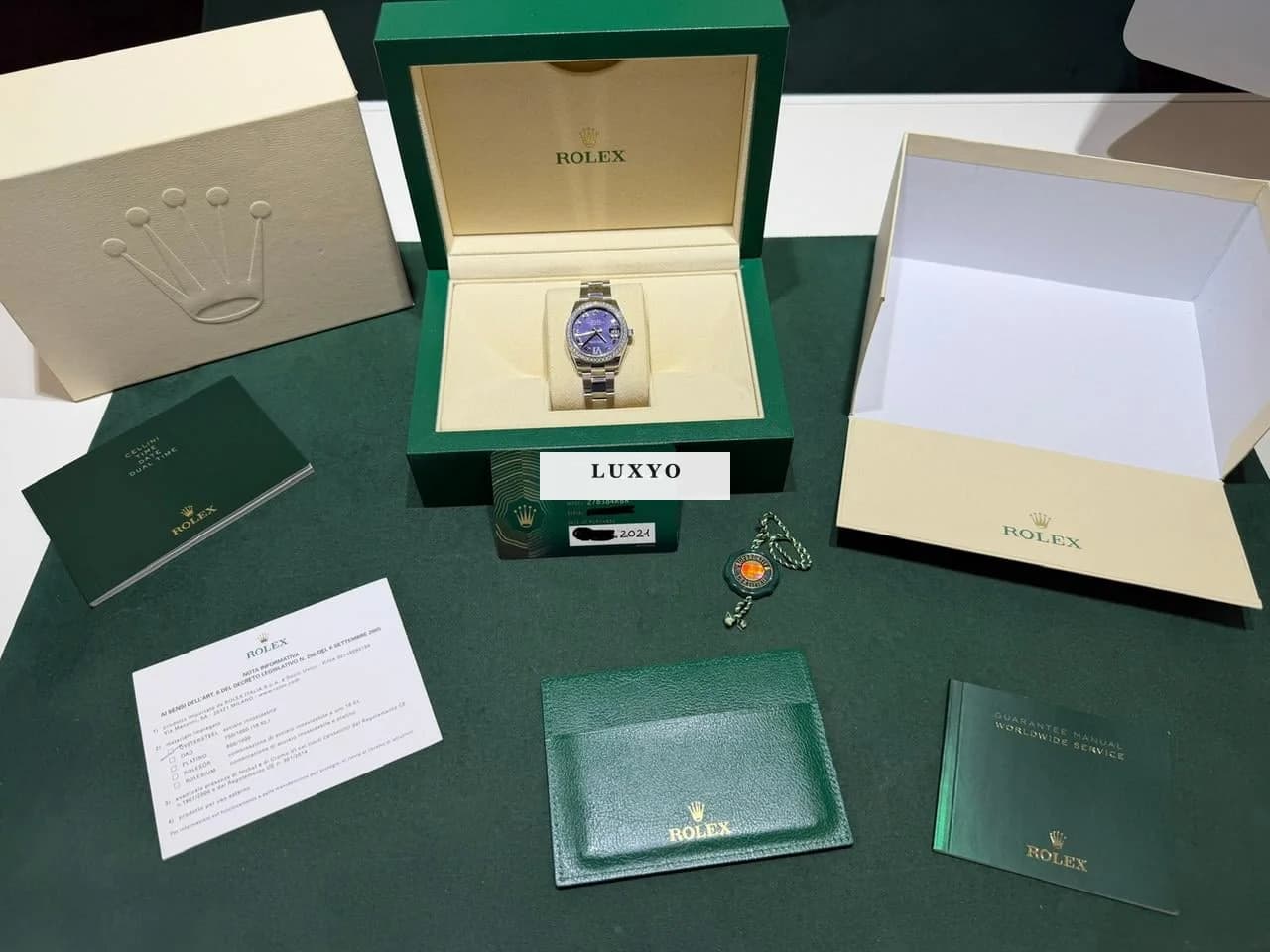 Rolex Datejust 31mm purple in diamanti ore 6 del 2021 full set excellent condition con documenti - Thumbnail 2