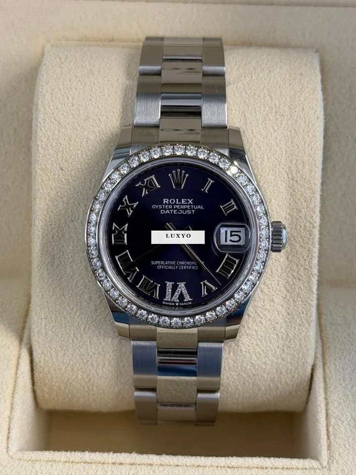 Rolex Datejust 31mm purple in diamanti ore 6 del 2021 full set excellent condition con documenti - Thumbnail 3
