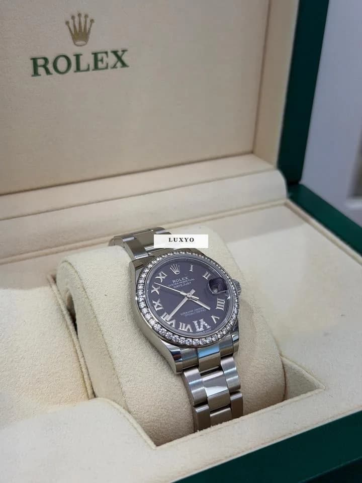 Rolex Datejust 31mm purple in diamanti ore 6 del 2021 full set excellent condition con documenti - Thumbnail 5