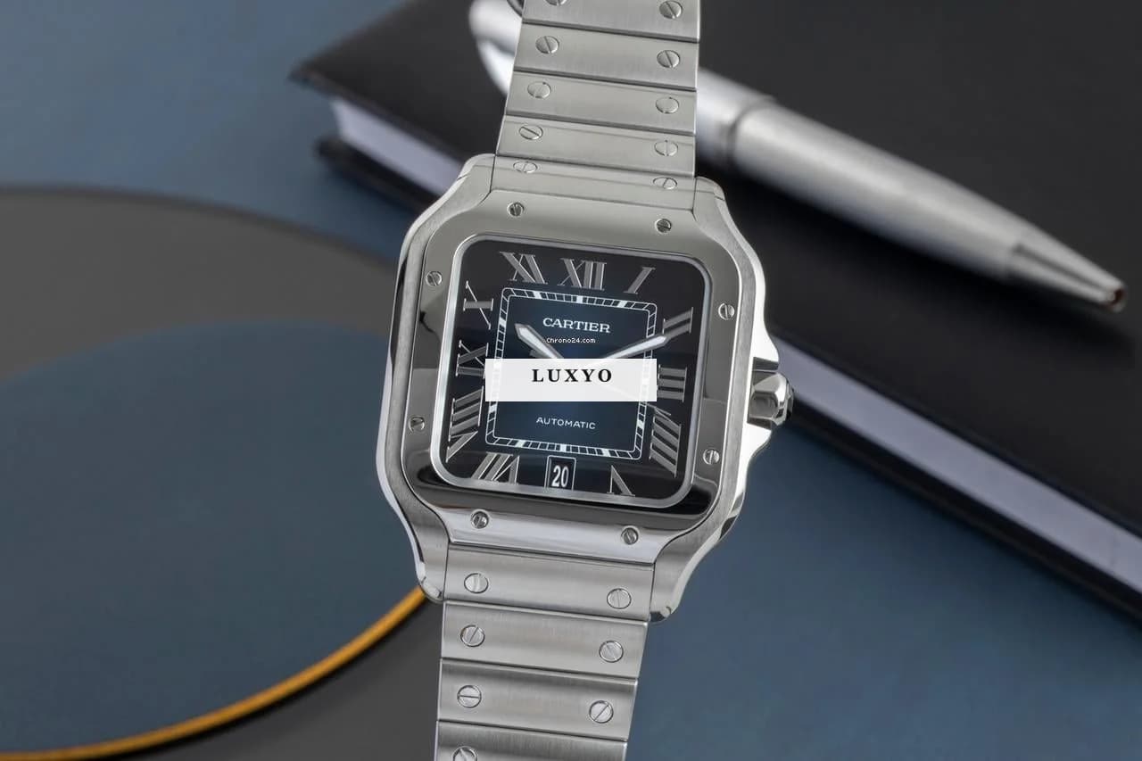 Cartier Santos Large Blue Stahl Automatik Herrenuhr Ref. WSSA0030 - Image 1