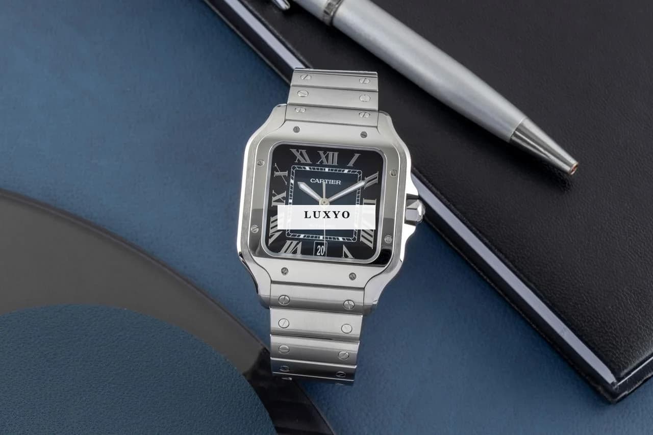 Cartier Santos Large Blue Stahl Automatik Herrenuhr Ref. WSSA0030 - Thumbnail 2
