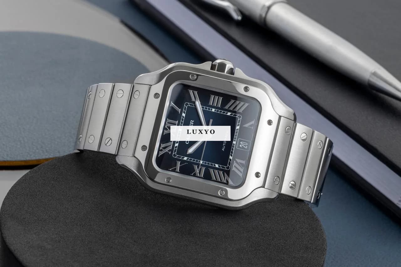 Cartier Santos Large Blue Stahl Automatik Herrenuhr Ref. WSSA0030 - Thumbnail 3