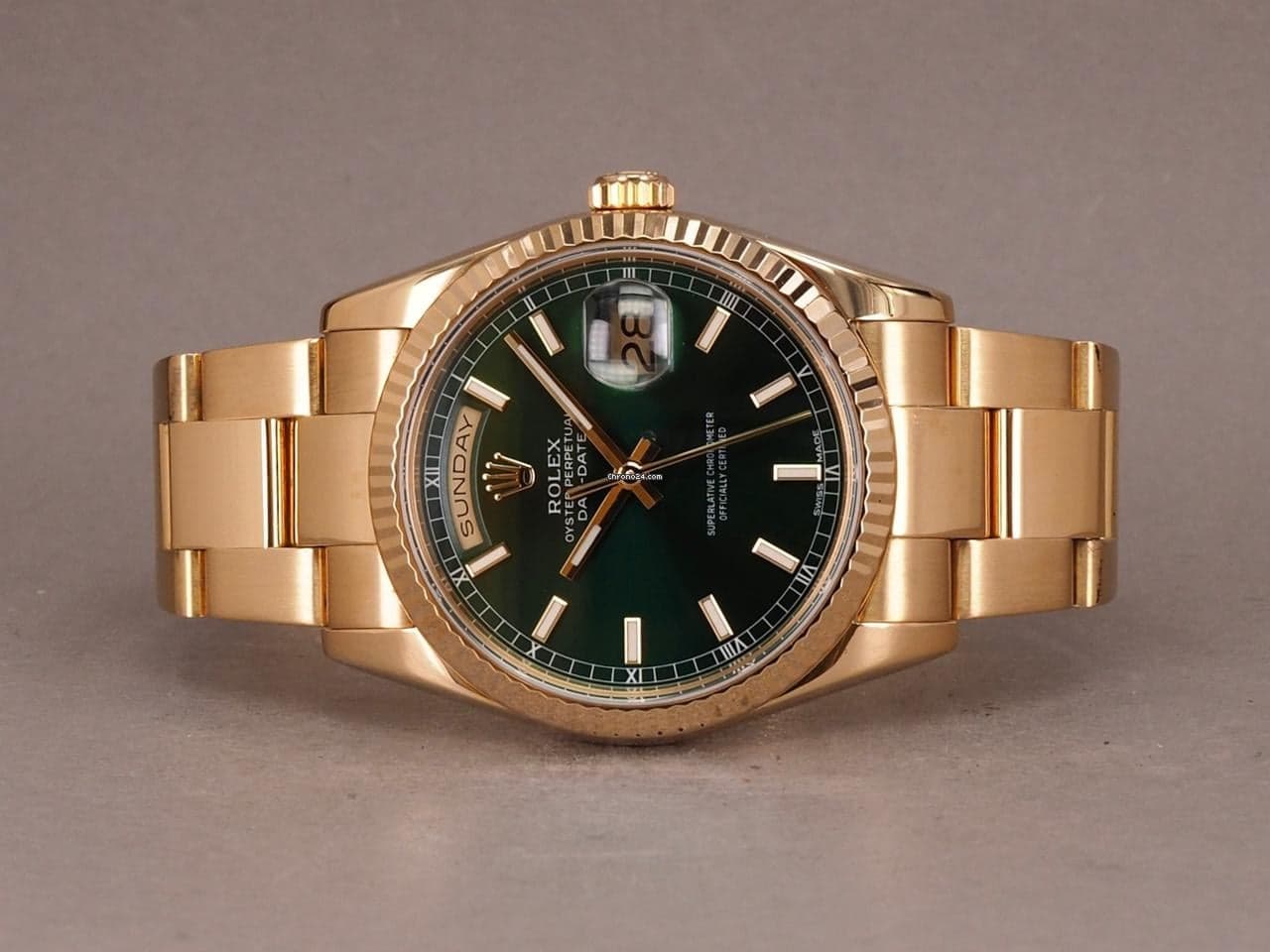 Rolex Day-Date 118238 - Green dial - 2024 Rolex service - Image 1