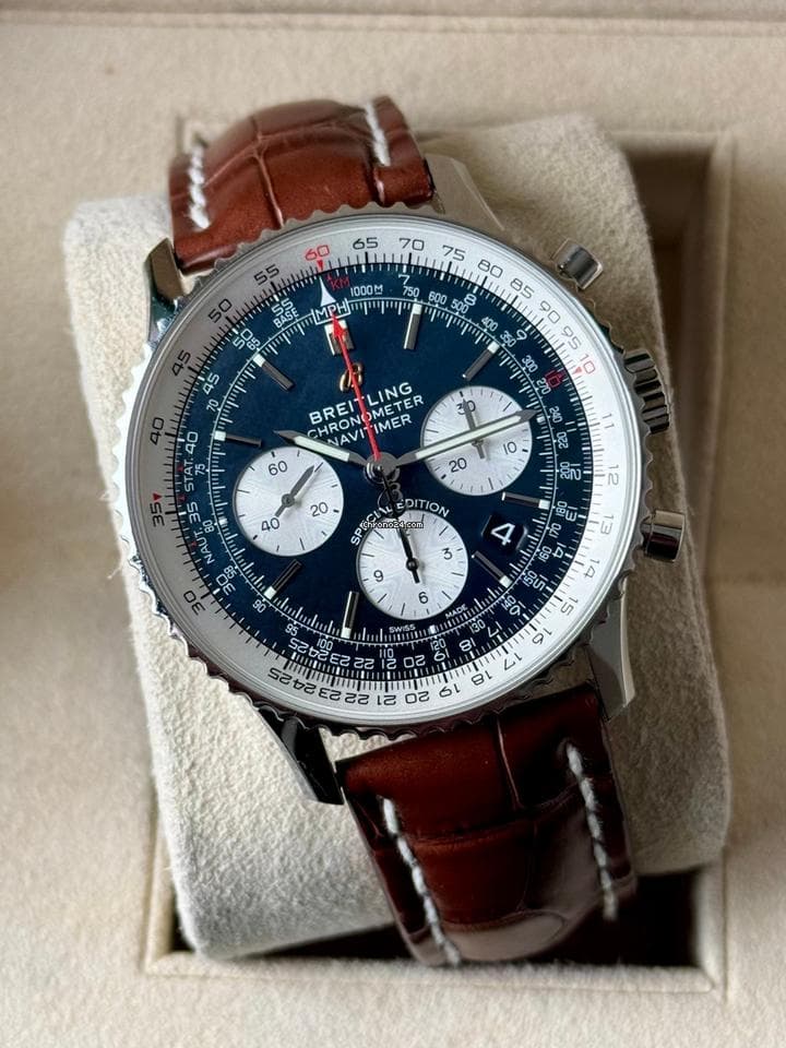 Breitling Navitimer Chronograph 43 Mother of pearl dial Japan edition Steel and alligator strap, breitling warranty till 05-2027 - Image 1